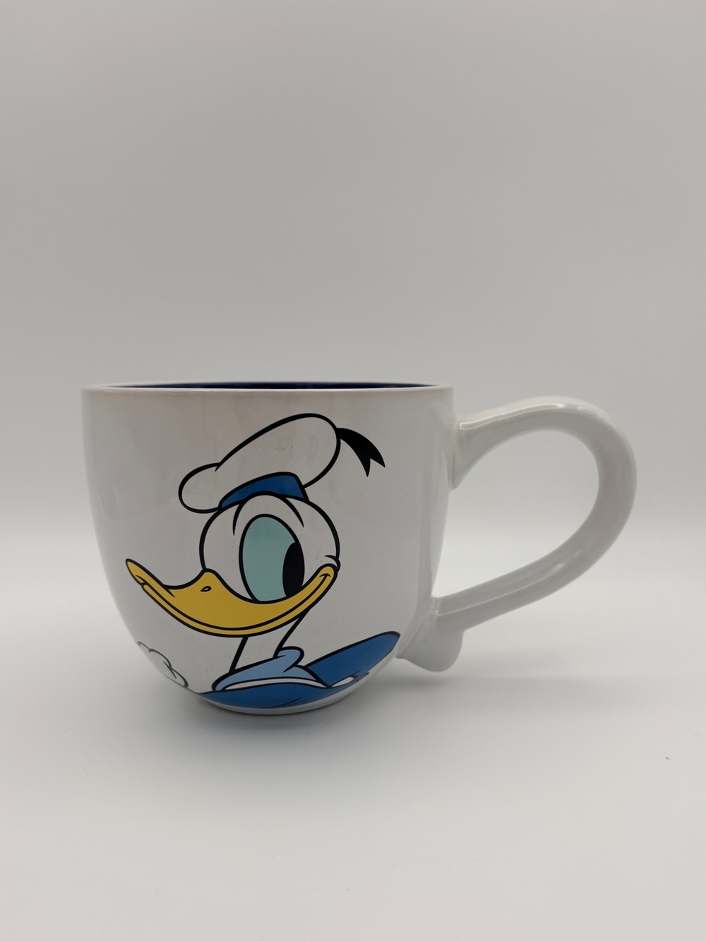 Disney Miniso Donald Duck Raised Embossed Oversized Mug Blue White